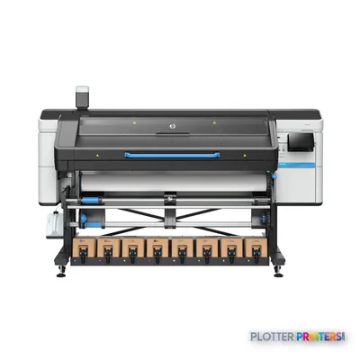 HP LATEX 830 PRINTER 64IN product detail view showing front of large-format printer with white paper loaded