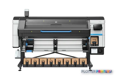 HP Latex 830 W 64-in Printer product image showing front view with media roll and ink cartridges