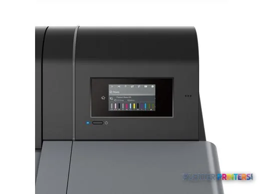 Epson SureColor P7300 large format printer product detail showing black printer body with touchscreen display