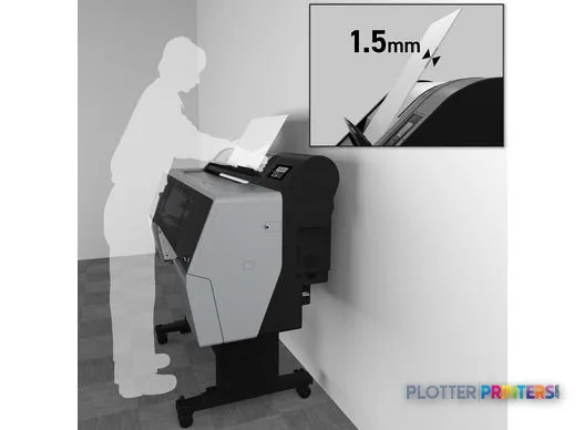 Epson SureColor P7300 lifestyle image showing person operating the black inkjet printer with detail callout