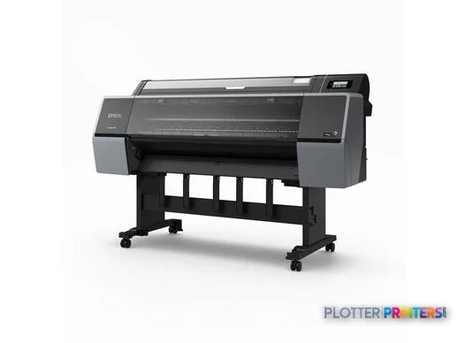 Epson SureColor P7300 large format printer product image showing front view of black inkjet printer on stand