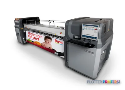 HP Latex 820 Printer product image showing full system with integrated control station and printing sample