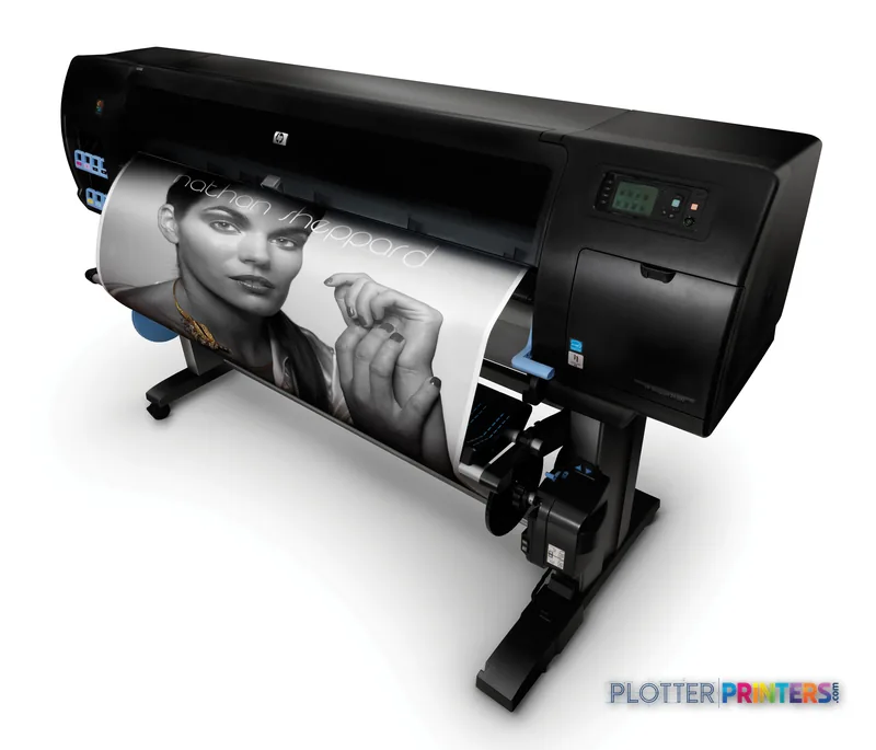 HP DesignJet Z6200 60-in Photo Printer with black and white portrait photo printing on roll media