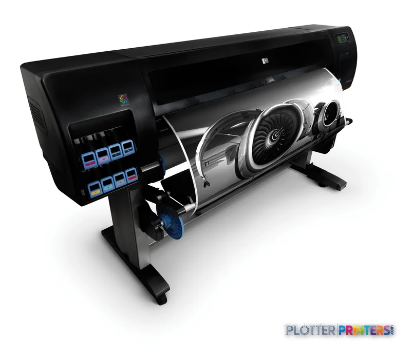 HP DesignJet Z6200 60-in Photo Printer with Encrypted Hard Disk product image showing front view with control panel and medi…
