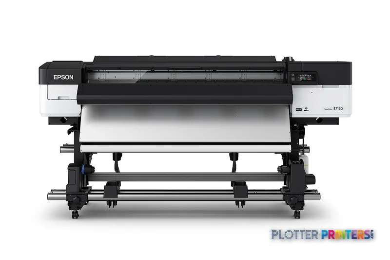 Epson SCS7170PE large-format inkjet printer product image showing black and white printer with roll feed system