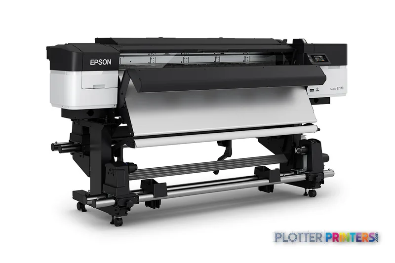 Epson SCS7170PE large-format inkjet printer product image showing black and white printer with roll feed system