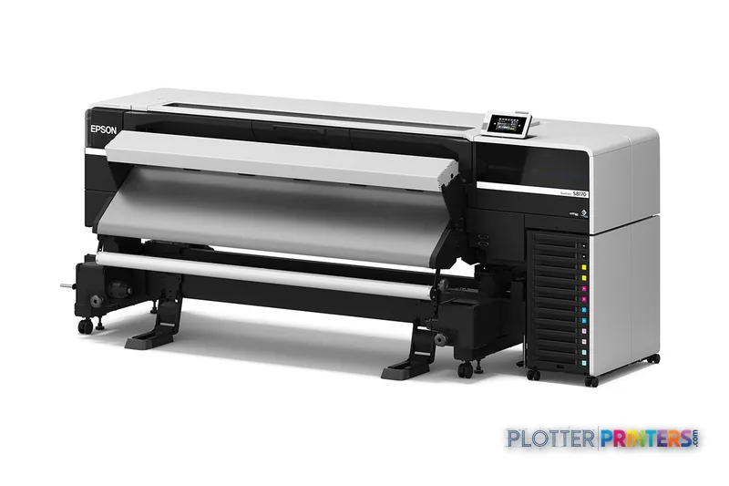 Epson S8170 large-format inkjet printer product image showing white and black unit with roll feed system