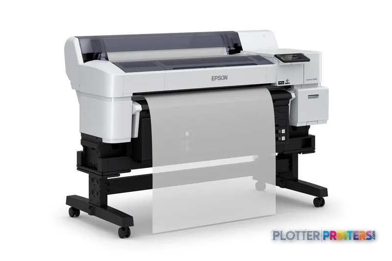 Epson SCG6070SE large-format printer product image showing white and black dye-sublimation printer with roll feed system