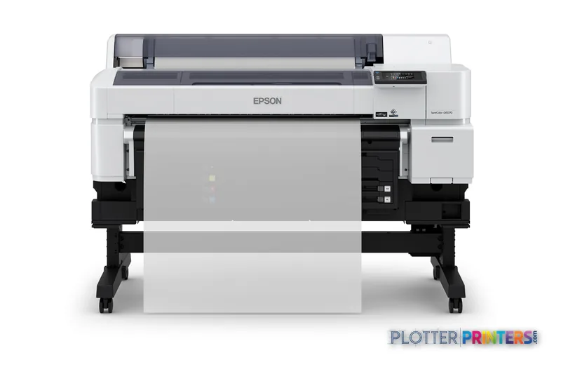Epson SCG6070SE large-format printer product image showing white and black printer with roll feed on stand