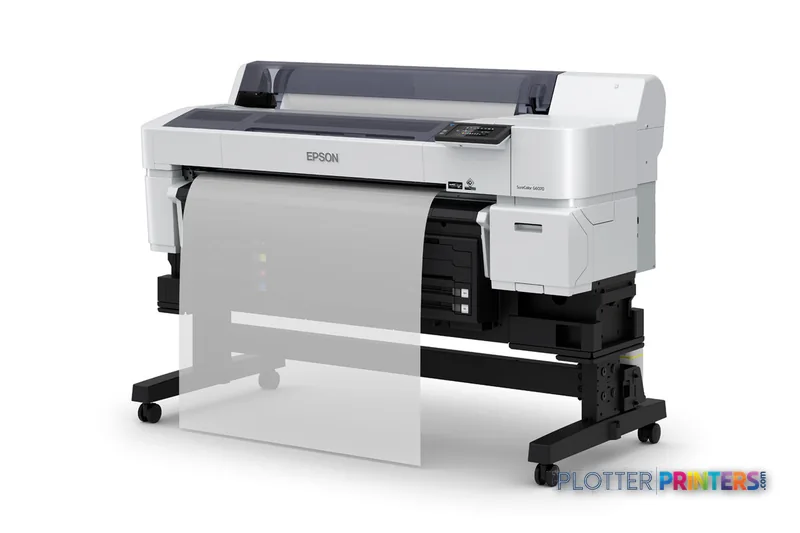 Epson SCG6070SE large-format printer product image showing white printer with black stand and roll feed system