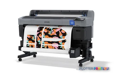 Epson SCF6470PE large-format printer product image showing the device with colorful dye-sublimation print output