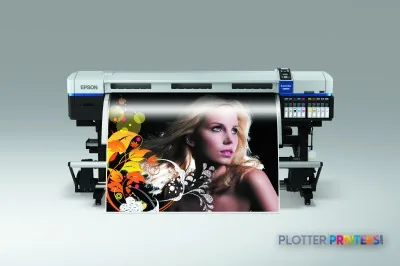 Epson SureColor SC-S70600 (8C) large-format printer displaying a vibrant color portrait print with flowers