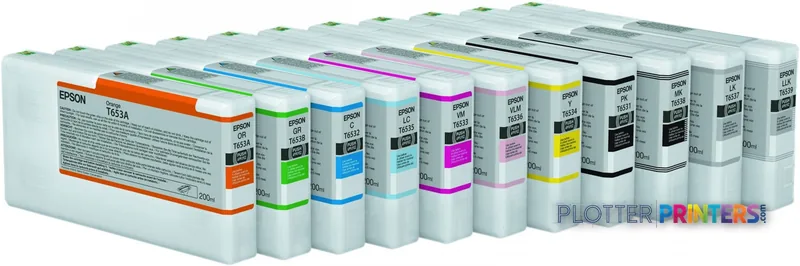 Epson Stylus Pro 4900 SpectroProofer ink cartridges product image showing full set of colored tanks