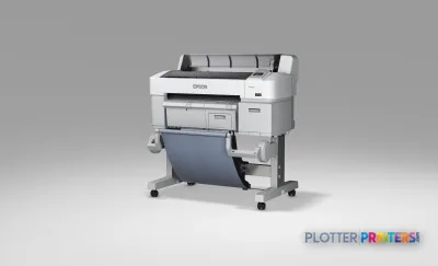 Epson SureColor SC-T3000 POS large-format printer with grey and white body, front view showing paper feed tray and output sl…