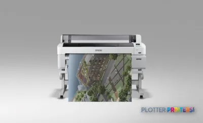 Epson SureColor SC-T7000 POS large-format printer with aerial landscape photo output