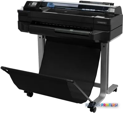HP Designjet T520 large-format printer product image showing black thermal inkjet printer on stand with paper tray