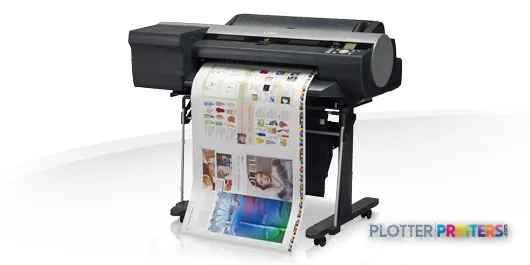 Canon imagePROGRAF iPF6400 large format inkjet printer product image with color test output