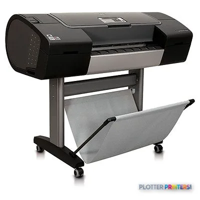 HP Designjet Z3200ps 24-in Photo Printer on stand with output tray, product view