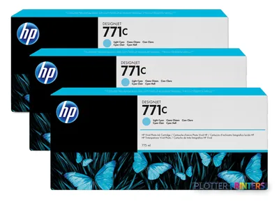 HP 771C 3-pack 775-ml Light Cyan DesignJet Ink Cartridges
