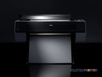 Epson Stylus Pro 9900 SpectroProofer UV large-format printer front view with output tray extended