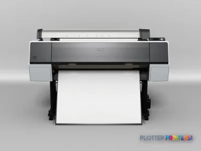 Epson Stylus Pro 9900 SpectroProofer UV large-format printer front view with white paper loaded