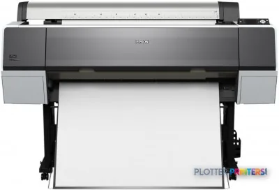 Epson Stylus Pro 9900 SpectroProofer UV large-format printer front view with white paper loaded