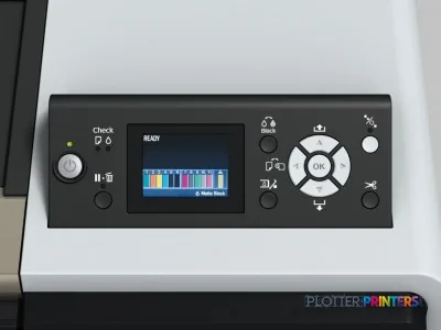 Epson Stylus Pro 7900 Spectro Proofer UV control panel with display screen and navigation buttons