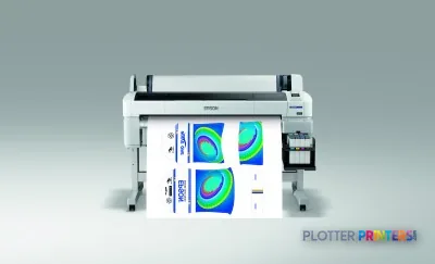 Epson SureColor SC-F6000 large-format printer product image showing front view with colorful test prints