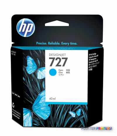 HP 727 Cyan Ink Cartridge, 40 ml (B3P13A)