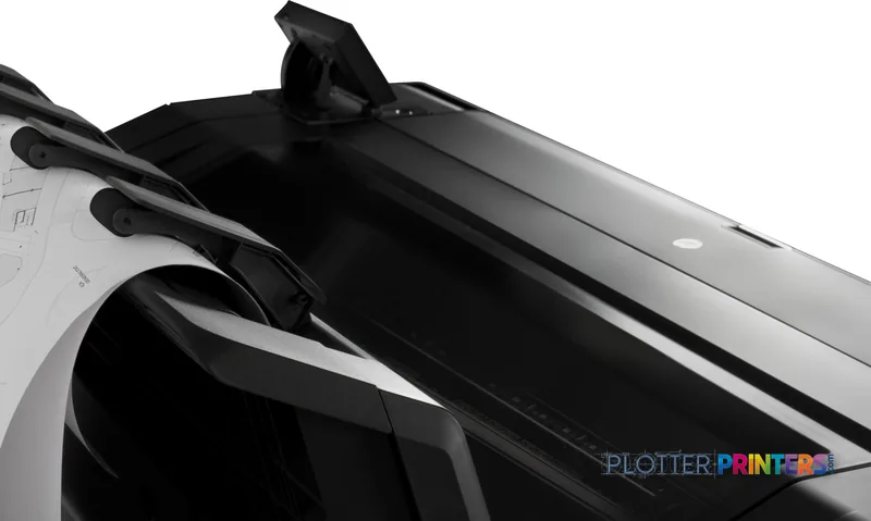 HP Designjet T920 large format printer product image showing black printer body with paper feed mechanism