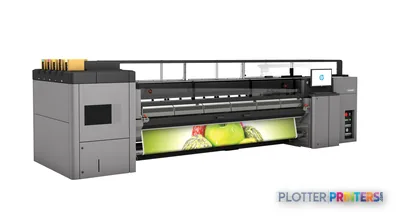 HP Latex 3000 Printer product image showing the full printer with ink supply system and printed output