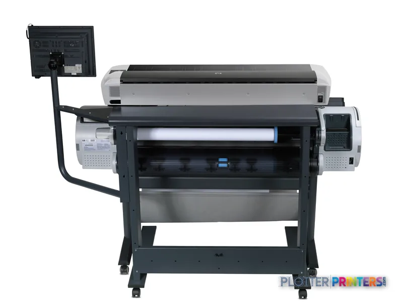 HP DesignJet T1200 HD Multifunction Printer product image showing front view with integrated display and control panel