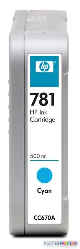 HP 781 Cyan Ink Cartridge, 500 ml (CC670A)
