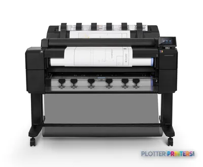 HP Designjet T2500 36-in eMFP large format printer front view with white paper loaded