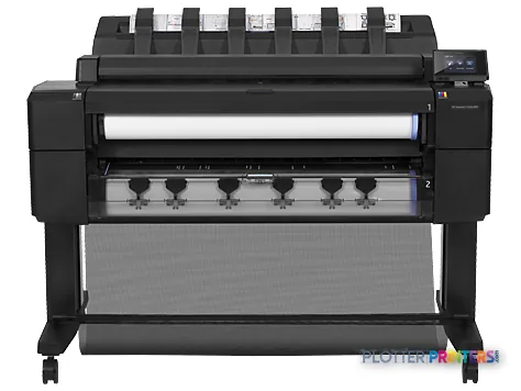 HP Designjet T2500 36-in eMFP large format printer front view showing paper feed slot and control panel