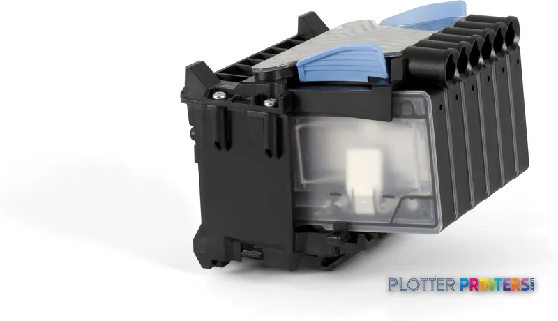 HP Designjet T2500 36-in eMFP ink cartridge module with blue caps and black housing
