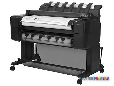 HP Designjet T2500 36-in eMFP large format printer shown from the front with white paper loaded