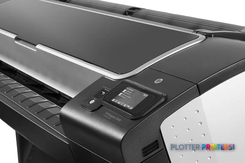 HP Designjet Z5400 PostScript Printer product image showing the black and grey printer with control panel
