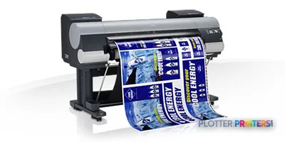 Canon imagePROGRAF iPF8400S large-format printer with blue banner material printing