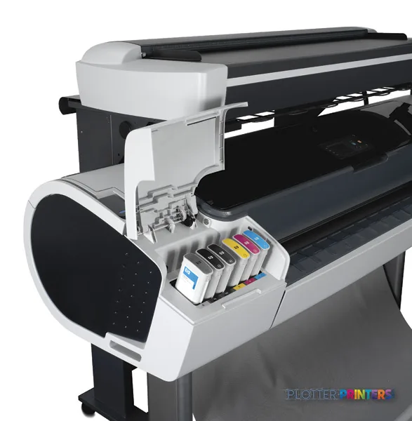 HP Designjet T1120 HD Multifunction Printer product image showing front view with ink cartridges visible
