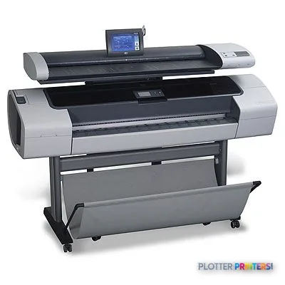 HP Designjet T1120 SD large-format printer shown from front angle with dual roll feed system and control panel