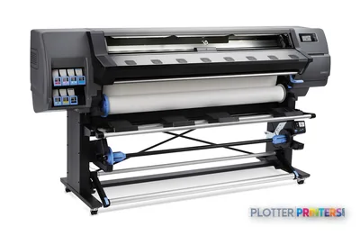 HP Latex 330 Printer product image showing front view of large-format printer with ink cartridges and media roll
