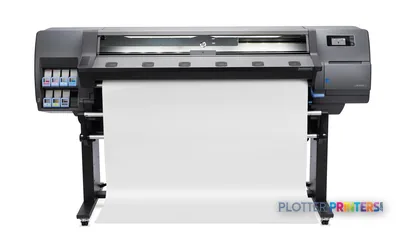 HP Latex 310 Printer product image showing front view with white media loaded and ink cartridges visible on left side