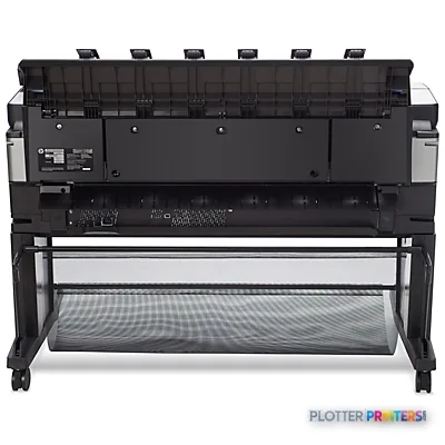HP Designjet T3500 36-in Production eMFP large format printer front view showing paper feed tray and output shelf