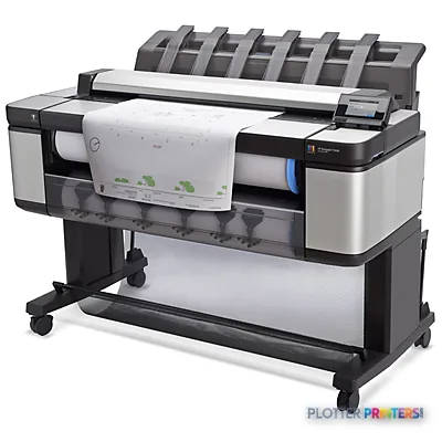 HP Designjet T3500 36-in Production eMFP large format printer shown from front angle with white paper loaded