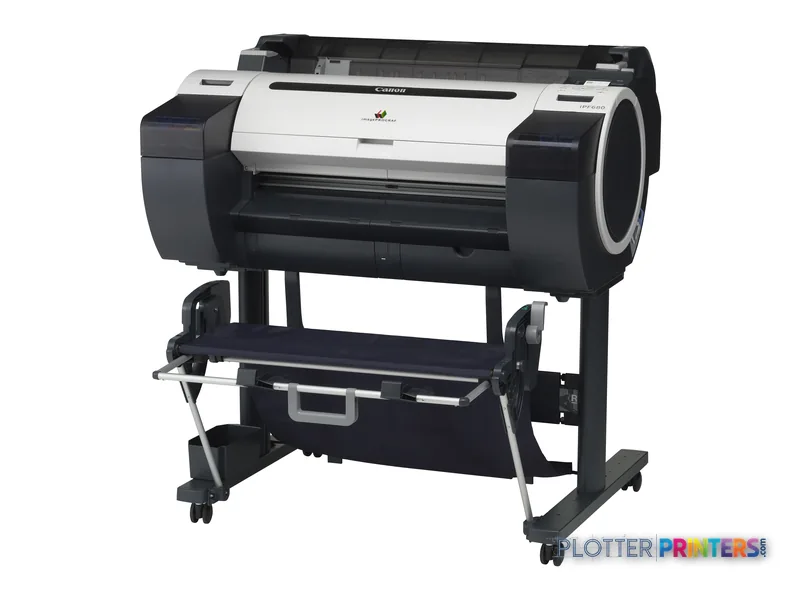 Canon imagePROGRAF iPF680 large format printer product image showing white and black inkjet printer on stand