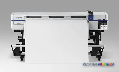 Epson SureColor S30670 large format printer front view with white media loaded
