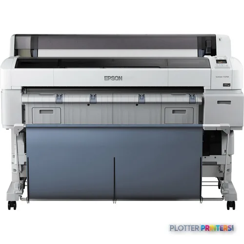 Epson SureColor T7270DR large format printer product image, front view showing white and gray printer with roll feed system