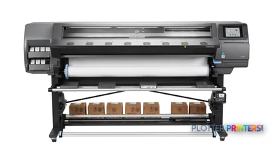 HP Latex 370 large-format printer product image showing grey printer with roll feed and ink cartridges