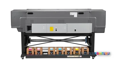 HP Latex 370 large-format printer product image showing grey printer with ink cartridges visible below